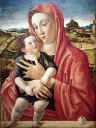Alemão: Maria mit dem Kind, das auf einer Brüstung steht Madonna with Child