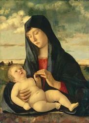 Madonna e criança em uma paisagem, c. 14801485.