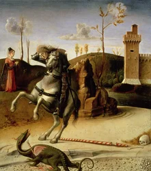 São Jorge e o dragão, pormenor do painel de predela de 85578