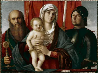 Virgem com criança entre São Paulo e São Jorge Pintura de Giovanni Bellini dit il Giambellino