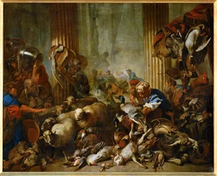 Jesus expulsa os mercadores do templo (pintura sobre tela)