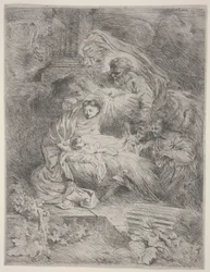 A Natividade com Deus Pai, a Pomba do Espírito Santo e os Anjos, c.1645 (gravura)