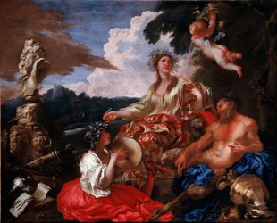 Alegoria da música. Pintura de Giovanni Benedetto Castiglione detto il Grechetto (1610-1665). Génova (Genes), coleção privada.