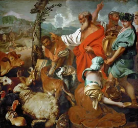 Arche de Noe - Barroco : A Arca de Noé de Animais por Castiglione, Giovanni Benedetto (1610-1665), Segunda Metade do 17º cen... Óleo sobre tela, 200x217,5. Museu de História de Arte, Vienne