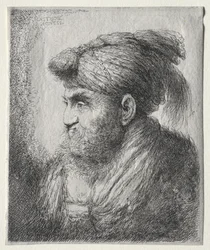 Cabeça de um homem no turbante oriental
