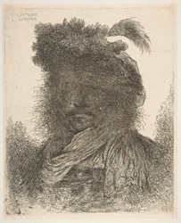 Cabeça de um homem na sombra, ligeiramente virada para a esquerda, da série dos grandes Or..., c. 1645-1650.