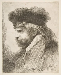Cabeça de um velho virado para a esquerda, da série Large Large Heads, ca. 1645-50.