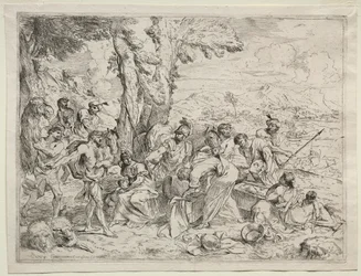 Labão à procura de ídolos na bagagem Rachels, c. 1635