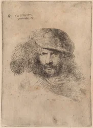 Auto-retrato(?), Usando um boné emplumado ["Retrato de Bernini"]