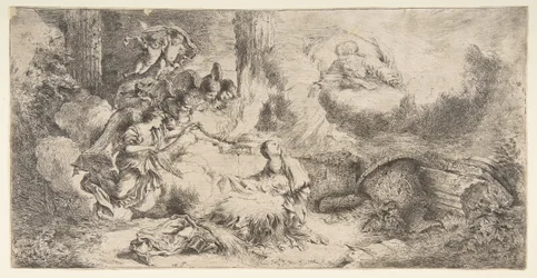 A Virgem e o Menino, Deus, o pai, canto superior direito, anjos à esquerda, ca. 1647-50.