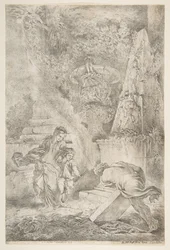 Teseu encontrando os braços de seu pai, 1645 publicado 1648.