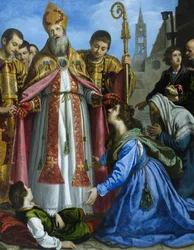 São Zenóbio reanima um rapaz morto, provavelmente cerca de 1610-20 (óleo sobre tela)