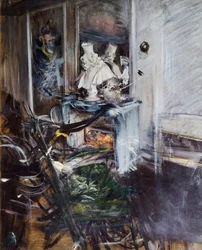 Cardeal Bernini no quarto do pintor por Giovanni Boldini (1842-1931), óleo sobre tela, 53x46 cm