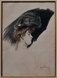 Elegant Profile, c.1880 (carvão vegetal sobre papel)