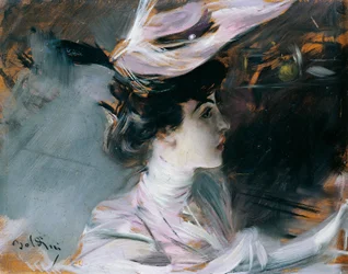 Retrato de Lina Cavalieri com chapéu novo, de Giovanni Boldini (1842-1931)