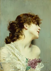 Perfil de uma Jovem Mulher (óleo sobre painel)