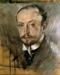 Estudo para auto-retrato em Montorsoli. Pintura de Giovanni Boldini (1842-1931) 1892 Sol. 45x40 cm Florence, Galleria de Arte Moderna