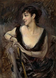 A Condessa De Rasty sentada por Giovanni Boldini (1842-1931), óleo sobre tela, ca. 1879