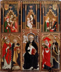 Altarpe Reghezza: Santa Domingas no trono (óleo sobre painel, cerca de 1472)