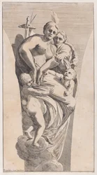 Estudo para um pendente representando Justiça e Caridade, 1630-50.
