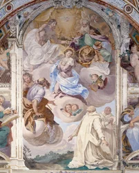 Itália, Lombardia, Pavia, Pavia Charterhouse (Certosa), Histórias de Jesus e Maria, detalhe afresco