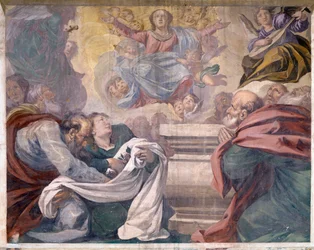 Itália, Lombardia, Pavia, Pavia Charterhouse (Certosa), Histórias de Jesus e Maria, detalhe afresco