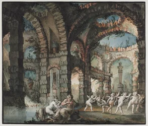 Família de Sátiros com Querubins Dançantes, c. 1775-76 (aguarela e pincelada com grafite e guache)