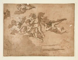 Putti voando nas nuvens