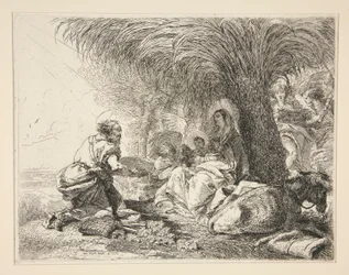 São José Adorando o Menino Jesus, da série Idee pittoresche sopra la fuga em Egitto (Voo para o Egipto)