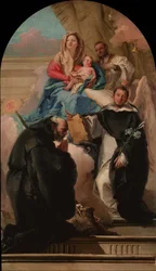 Japonês: n: n Madonna e criança com três santos