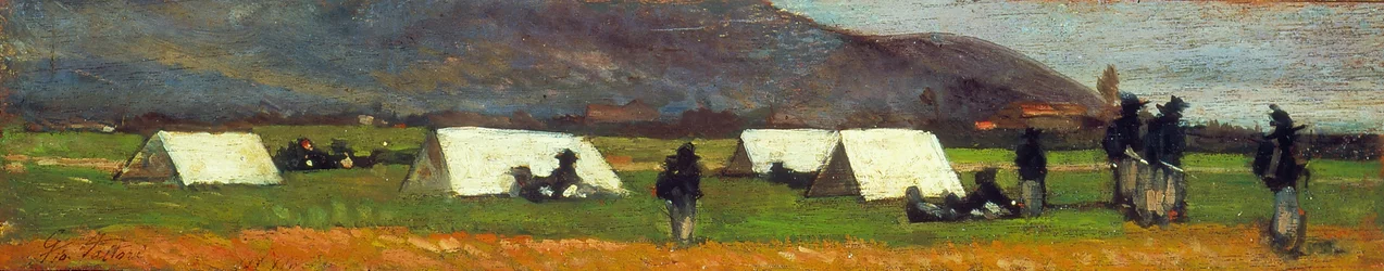 Acampamento dos Bersaglieri, c.1860 (óleo sobre tábua)