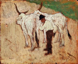 Pastor e gado, de Giovanni Fattori (1825-1908), óleo sobre painel
