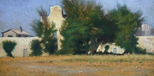 Livorno Countryside e Tamarisk, cerca de 1867, de Giovanni Fattori (1825-1908)
