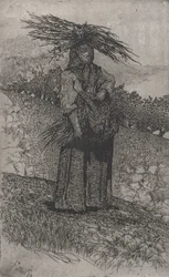 Camponesa colhendo gravetos, 1884-1908.
