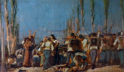 Os massacres de Mântua, de Giovanni Fattori (1825-1908), óleo sobre painel