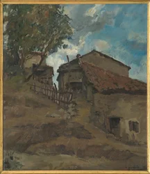 Mountain Traditional Housefarm (óleo sobre madeira compensada)