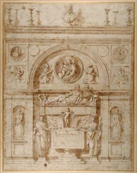 Design para um túmulo de parede à maneira Etrusca (caneta e tinta sobre papel)