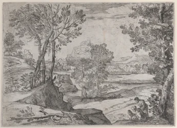 Uma família sentada à beira de um rio, 1643.