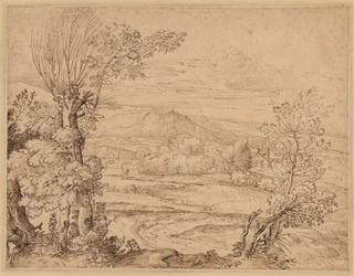 Paisagem com rio e aqueduto, meados de 1600.