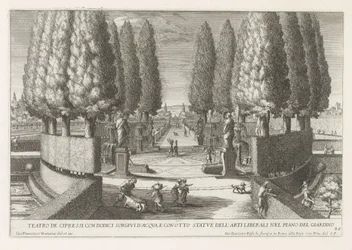 Cirkel van cipressen em de tuinen van de Villa d