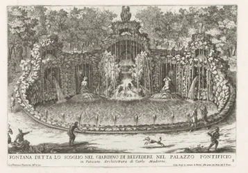Fonte do Kite in de Vaticaanse tuinen
Fonte chamada "O Penhasco no Jardim do Belvedere no Palácio Papal (...) (título sobre o objecto)
Le fontane ne palazzi e ne giardini di Roma (título da série)
Fonteinen in de paleizen en tuinen van Rome (série
