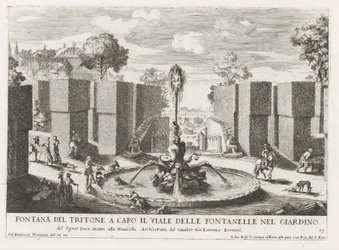 Fontein met triton in de tuinen van de Villa Celimontana te Rome
Fontana del tritone a capo il viale della fontanelle nel giardino (...) (título sobre o objecto)
Le fontane ne palazzi e ne giardini di Roma (título da série)
Fonteinen in de paleizen en t