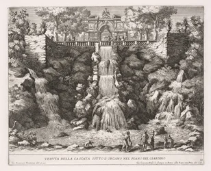 As Fontes de Roma, Livro IV, placa 21: Vista da Cascata abaixo do Órgão do Jardim.