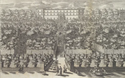 Vista do Palácio do Chão do Jardim com as suas Fontes..., 1691 ou depois.