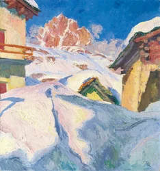 Capolago no inverno com vista para Piz Lagrev, 1928