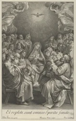 A Virgem com os apóstolos olhando para a Pomba Sagrada e dois anjos, depois de Reni, 1700-50.