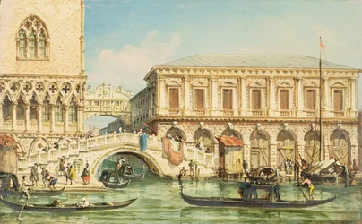 Vista do Palácio dos Doges, a Ponte dos Suspiros e a Prisão