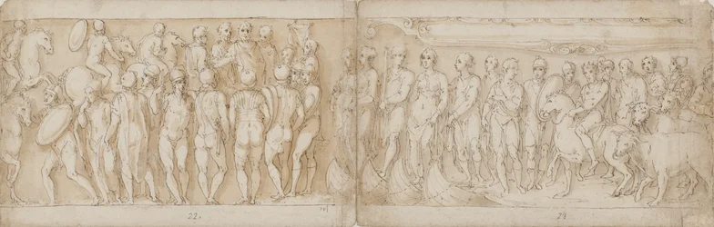 Os bárbaros saúdam o imperador (CXIV); Alemães e sármatas são trazidos através do Danúbio de navio (interpretado de forma diferente por Guerra; CXV)