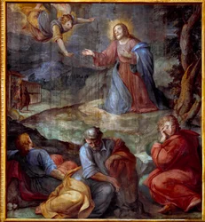 A oração no jardim das oliveiras Fresco por Giovanni Balducci disse il Cosci (1560-1603) 1594-1600 Roma, Santa Prassede, Itália