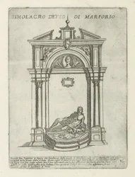 Fonte com a estátua de Marforio Simolacro detto di Marforio (título no objeto) Monumentos e edifícios modernos e antigos em Roma (título da série) Ornamenti di fabriche antichi et moderni dell